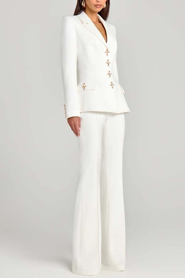 Metal Button Long Sleeve Blazer