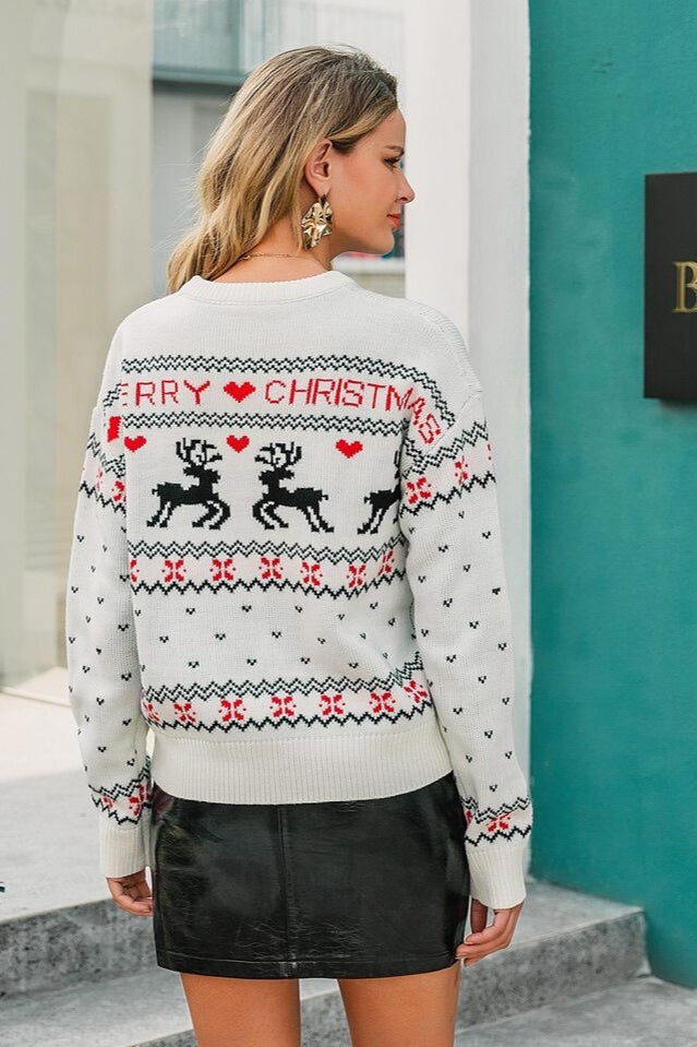 Cozy Moose Polka Dot Color Block Sweater