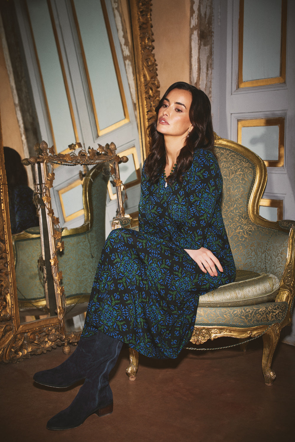 Jersey Midi Dress - La Boheme Print