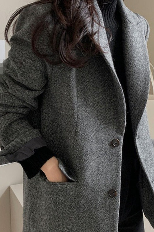 Wool Blend Solid Color Blazer