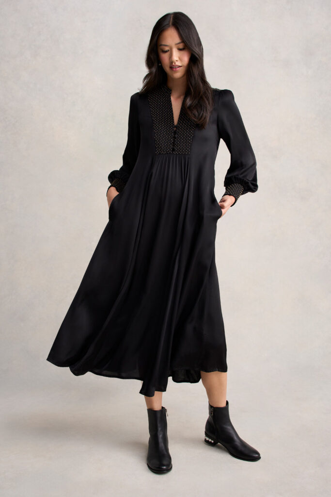 Beaded Smock Dress - Black