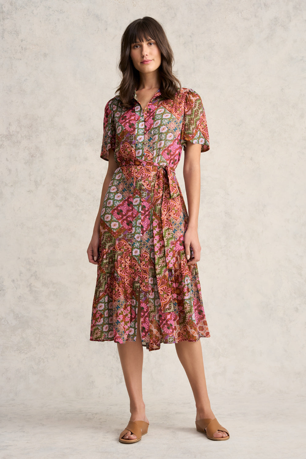 Georgette Flutter Sleeve Dress - Marrakesh Print