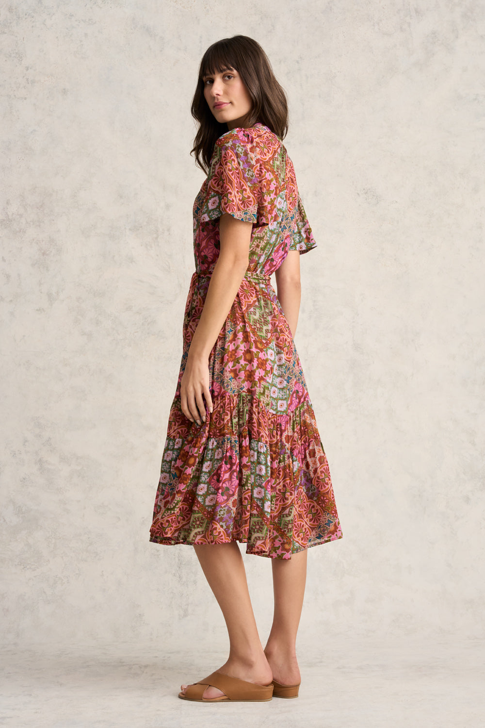 Georgette Flutter Sleeve Dress - Marrakesh Print