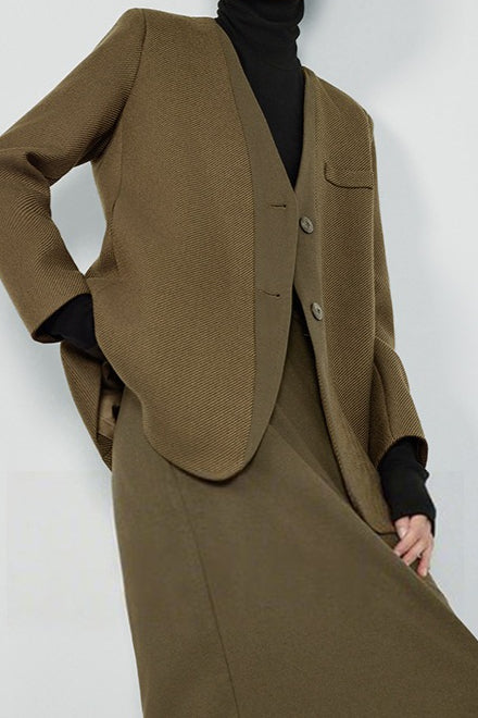 V Neck Single Breasted Blazer